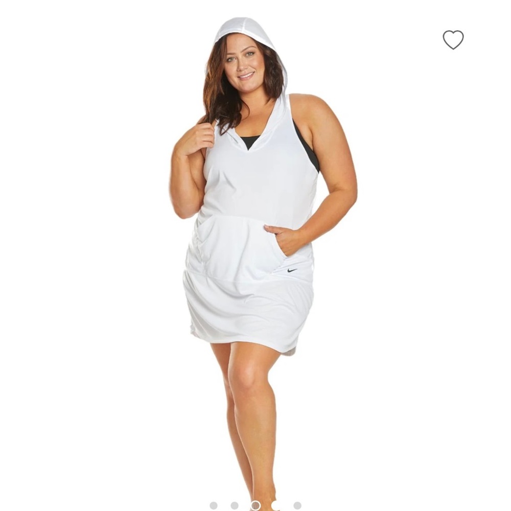 NWT~ NIKE DriFit Hooded White Dress / Swim Cover Up 2X